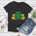Buffalo Shamrock Plaid Irish Clovers Graphic Design Printed Casual Daily Basic Women V-Neck T-Shirt