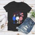 Cat 4Th Of July Costume Red White Blue Wine Glasses Funny Women V-Neck T-Shirt