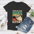 Cat Show Me Your Kitties Funny Cats Lover Vintage Women V-Neck T-Shirt