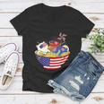 Cats Ramen Anime American Flag Funny 4Th Of July Cat Lovers Women V-Neck T-Shirt