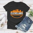 Cleveland Football Skyline City Logo Women V-Neck T-Shirt