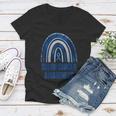 Colon Cancer Awareness Blue Ribbon And Rainbow New Awareness Women V-Neck T-Shirt