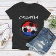 Croatia Soccer Ball Flag Women V-Neck T-Shirt