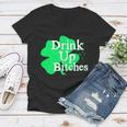 Drink Up Bitches St Patricks Day Clover Women V-Neck T-Shirt