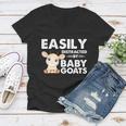 Easily Distracted By Baby Goats Shirt Goat Lovers Women V-Neck T-Shirt
