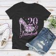 Fabulous & 20 Sparkly Shiny Heel 20Th Birthday Women V-Neck T-Shirt