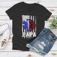 Firefighter Proud Papa Fathers Day Firefighter American Fireman Father V2 Women V-Neck T-Shirt
