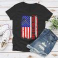 Firefighter Retro American Flag Firefighter Dad Jobs Fathers Day V2 Women V-Neck T-Shirt