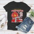 Firefighter This Little Firefighter Is 9 Years Old 9Th Birthday Kid Boy Women V-Neck T-Shirt
