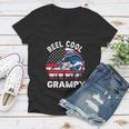 Flag Vintage Reel Cool Grampy Fishing For 4Th Of July Women V-Neck T-Shirt