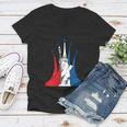 Fourth Of July Fighter Jets Red White Blue 4Th American Flag Women V-Neck T-Shirt