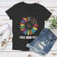 Free Mom Hugs Daisy Lgbt Pride Month Women V-Neck T-Shirt