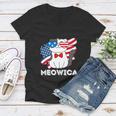 Funny 4Th Of July Great American Flag Cute Cat Women V-Neck T-Shirt