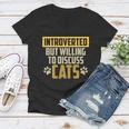 Funny Cat Paws Introverted But Willing To Discuss Cats Women V-Neck T-Shirt