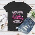 Funny Grammy Of The Birthday Girl Cute Pink Women V-Neck T-Shirt