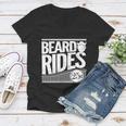 Funny Mens Beard Rides Gift Funny Vintage Distressed Mens Beard Gift Women V-Neck T-Shirt