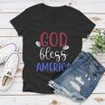 God Bless America 4Th July Patriotic Independence Day Gift Women V-Neck T-Shirt