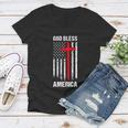 God Bless America Fourth Of July Christian Patriot Usa Flag Funny Gift Women V-Neck T-Shirt