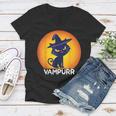 Halloween 2021 Cat Vampurr Vampire Funny Costume Women V-Neck T-Shirt