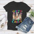 Happy Easter Three Cat Wearing Bunny Funny Gift Ear Bunny Cat Lover Gift Women V-Neck T-Shirt