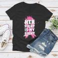 Her Fight Is My Fight Breast Cancer Tshirt Women V-Neck T-Shirt