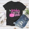 In October We Wear Pink Breast Cancer Awareness Pumpkin Women V-Neck T-Shirt