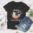 Just A Girl Who Loves Ramen And Cats Women V-Neck T-Shirt