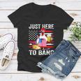 Just Here To Bang Usa Flag Chicken Beer Firework 4Th Of July Women V-Neck T-Shirt