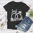 Just Married Ring Logo Women V-Neck T-Shirt