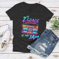 Kids 2Nd Grade Is My Jam Vintage 80S Boombox Teacher Student Women V-Neck T-Shirt