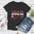 Kids All American Girl For Independence Day | Girls Patriotic Women V-Neck T-Shirt