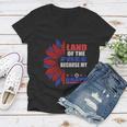 Land Of The Free Because My Is Brave Sunflower 4Th Of July Women V-Neck T-Shirt