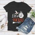 Lets Get Wicked Halloween Quote Women V-Neck T-Shirt