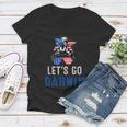 Lets Go Darwin Messy Bun Women V-Neck T-Shirt