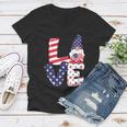 Love American Gnome 4Th Of July Independence Day Flag Graphic Plus Size Shirt Women V-Neck T-Shirt