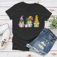 Mardi Gras Gnomes Holding Mask Love Mardi Gras Gnome Women V-Neck T-Shirt