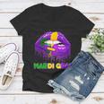 Mardi Gras Sparkle Lips Women V-Neck T-Shirt