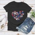 Patriotic Heart American Flag 4Th Of July Dog Paw Prints Women V-Neck T-Shirt