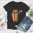 Patriotic Hot Dog American Flag Usa Funny 4Th Of July Fourth Women V-Neck T-Shirt