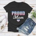 Proud Mom Bi Gender Flag Heart Mothers Day Lgbt Bigender Gift Women V-Neck T-Shirt