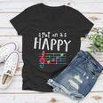 Put On A Happy Face Music Notes Funny Teacher Tshirt Women V-Neck T-Shirt