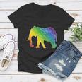 Rainbow Elephant V2 Women V-Neck T-Shirt