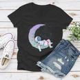 Relaxing Astronaut On The Moon Women V-Neck T-Shirt