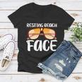Resting Beach Face Summer Shades Women V-Neck T-Shirt