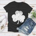 Retro Vintage Irish Distressed Shamrock St Patricks Day Women V-Neck T-Shirt