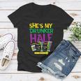 Shes My Drunker Half Matching Couple Boyfriend Mardi Gras Graphic Design Printed Casual Daily Basic Women V-Neck T-Shirt