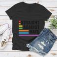 Straight Against Hate Pride Month Lbgt Women V-Neck T-Shirt