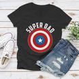 Super Dad Superhero Shield Fathers Day Women V-Neck T-Shirt