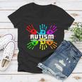 Support Educate Advocate Autism Handprint Tshirt Women V-Neck T-Shirt