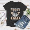 Trucker Trucker And Dad Quote Semi Truck Driver Mechanic Funny V2 Women V-Neck T-Shirt